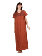 Evolove Women's 100% Cotton Printed Maxi Nighty Sleepwear Super Comfortable & Soft Cotton